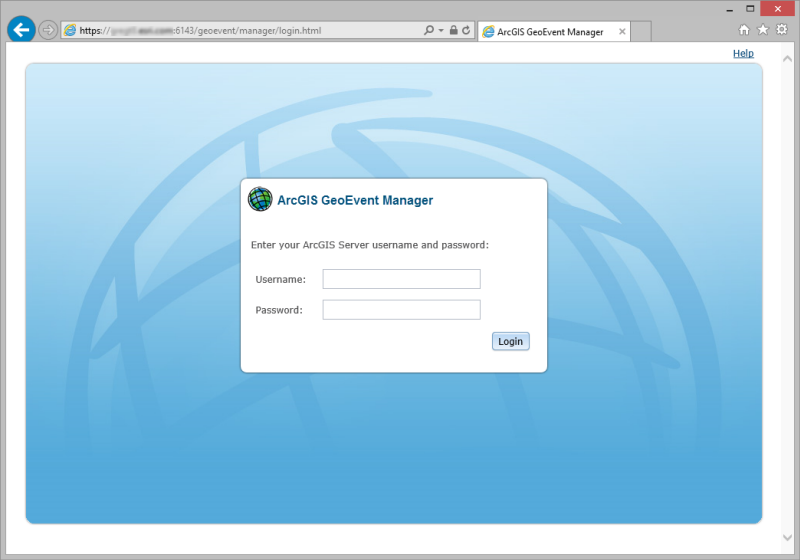 GeoEvent Manager login.